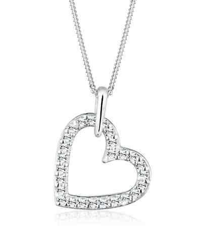 Elli Halskette Herz Swarovski Kristalle 925 Sterling Silber