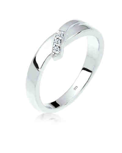 DIAMORE Ring Verlobung Trio Diamant 0.06 ct. 925 Silber