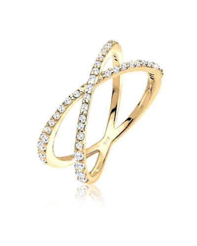 Elli Ring Kreuz Wickelring Zirkonia 925er Sterling Silber