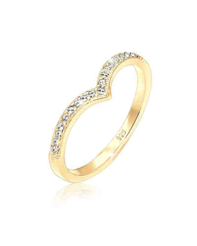 Elli Ring V-Form Geo Swarovski® Kristall 925 Sterling Silber