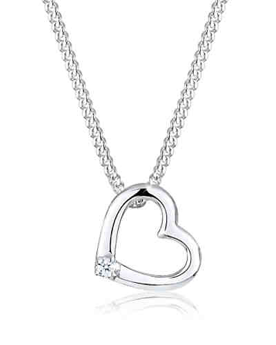 DIAMORE Halskette Herz Liebe Diamant (0,02ct) 925 Sterling Silber