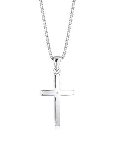 DIAMORE Halskette Kreuz Diamant Konfirmation Kommunion 925 Silber