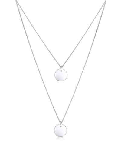 Halskette 2-lagig Layer Kreis Geo 925 Sterling Silber