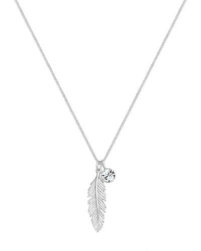 Halskette Feder Swarovski® Kristalle 925 Sterling Silber 2