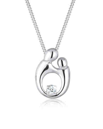 DIAMORE Halskette Mutter Kind Diamant (0.03 ct.) 925 Sterling Silber