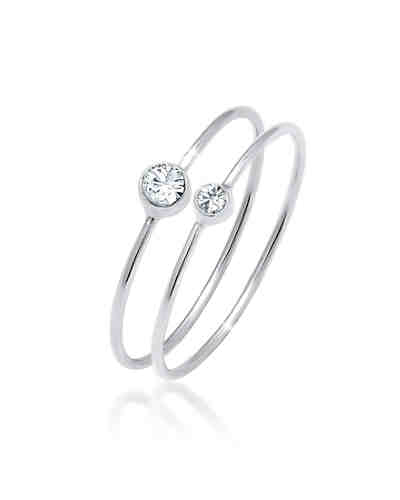 Elli Ring Set Swarovski® Kristalle 925 Sterling Silber