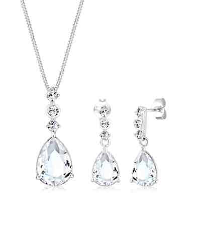 Schmuckset Tropfen Swarovski® Kristalle 925 Sterling Silber