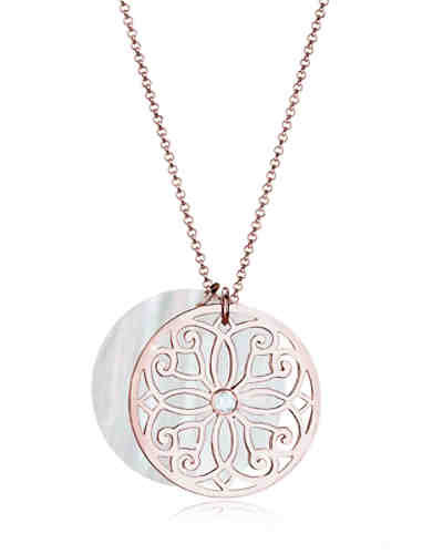 Halskette Ornament Perlmutt Topas 925 Sterling Silber