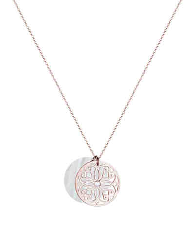 Halskette Ornament Perlmutt Topas 925 Sterling Silber 2