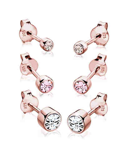 Ohrringe 3er Set Swarovski® Kristalle Basic 925 Silber