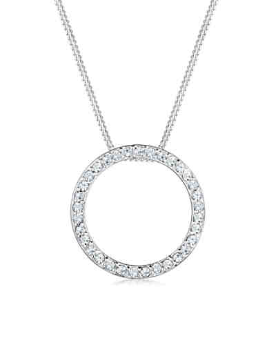 Halskette Kreis Geo Swarovski® Kristalle 925 Sterling Silber