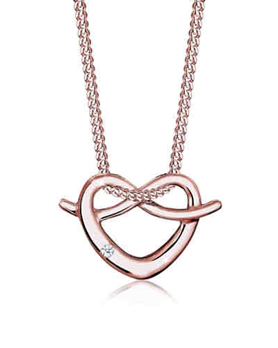 Halskette Herz Brezel Wiesn Diamant 925 Sterling Silber