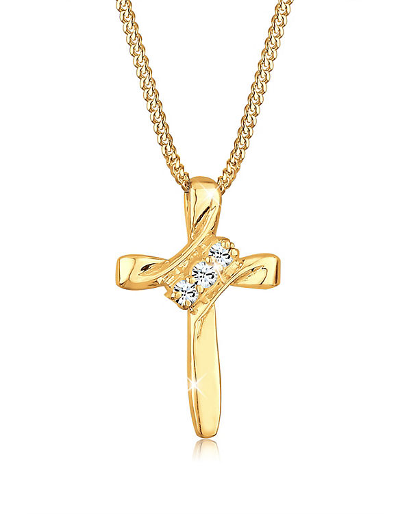 Halskette Kreuz Kommunion Swarovski® Kristalle 925 Silber