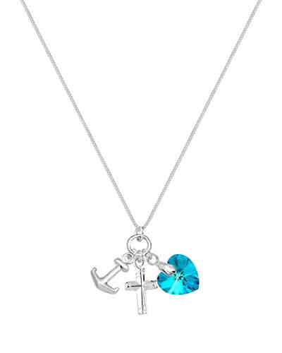 Halskette Anker Herz Swarovski® Kristall 925 Sterling Silber 2