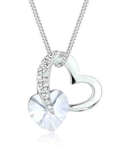 Halskette Herz Love Swarovski® Kristalle 925 Sterling Silber