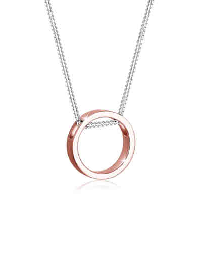 Halskette Kreis Bi-Color Geo Trend 925 Sterling Silber