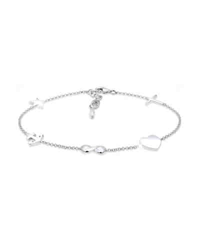 Armband Kreuz Herz Infinity Anker Stern 925 Silber