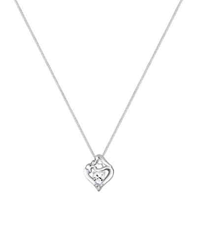 Halskette Herz Mutter Kind Swarovski® Kristalle 925 Silber 2