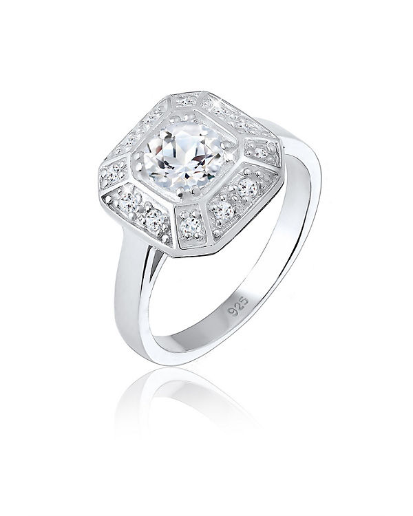 Verlobungsring Glamour Funkelnd Topas 925 Silber