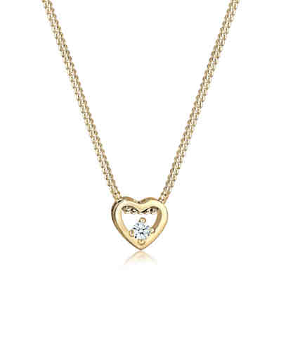 Halskette Herz Liebe Edel Diamant (0.03 ct.) 585 Gelbgold