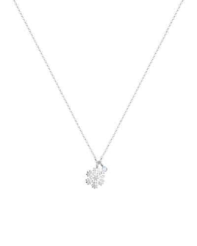 Halskette Schneeflocke Mondstein Swarovski® Kristalle Silber 2