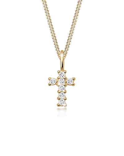 PREMIUM Halskette Kreuz Religion Glaube Symbol Topas 585 Gelbgold
