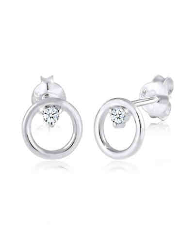Ohrringe Kreis Basic Diamant (0.06 ct.) 925 Sterling Silber