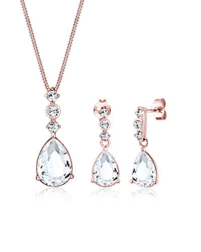 Schmuckset Tropfen Swarovski® Kristalle 925 Sterling Silber