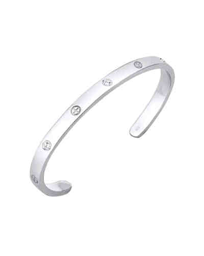 PREMIUM Armband Geo Bangle Kreuz Minimal Zirkonia 925 Silber 2