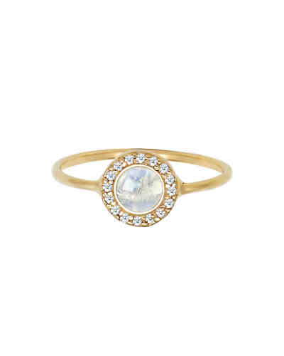 Ring Verlobung Mondstein Diamant (0,14 ct) 585 Gelbgold 2
