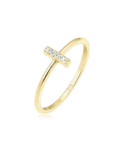 Ring Kreuz Symbol Geo Diamant (0.05 ct.) 375 Gelbgold