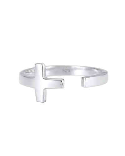 Ring Kreuz Geo Größenverstellbar 925 Sterling Silber 2