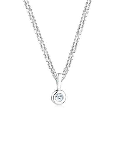 Halskette Kreis Solitär Rund Diamant (0.03 ct.) 925 Silber