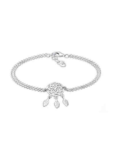 Armband Boho Traumfänger Feder 925 Sterling Silber