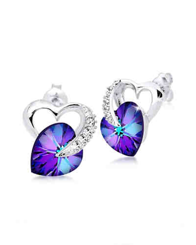 Ohrringe Herz Liebe Swarovski® Kristalle 925 Silber