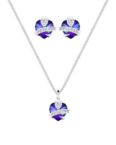 Schmuckset Herz Glamourös Swarovski® Kristalle 925 Silber 2