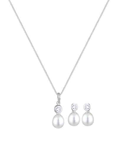 Schmuckset Perle Zirkonia 925 Sterling Silber 2