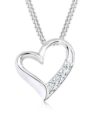 Halskette Herz Ewigkeit Diamant (0.06 ct.) 925 Silber