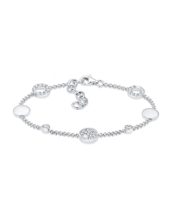 Armband Kreis Plättchen Swarovski® Kristalle 925 Silber