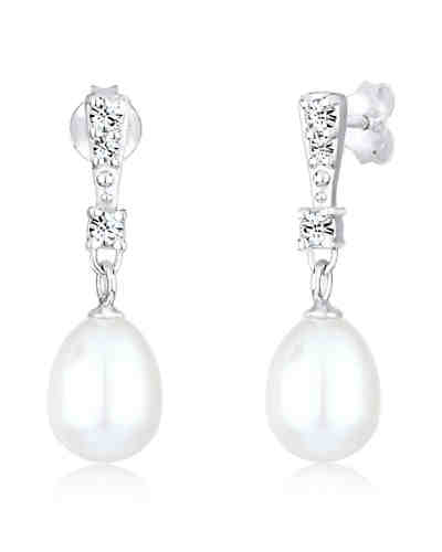 Ohrringe Perlen Swarovski® Kristalle Elegant 925 Silber