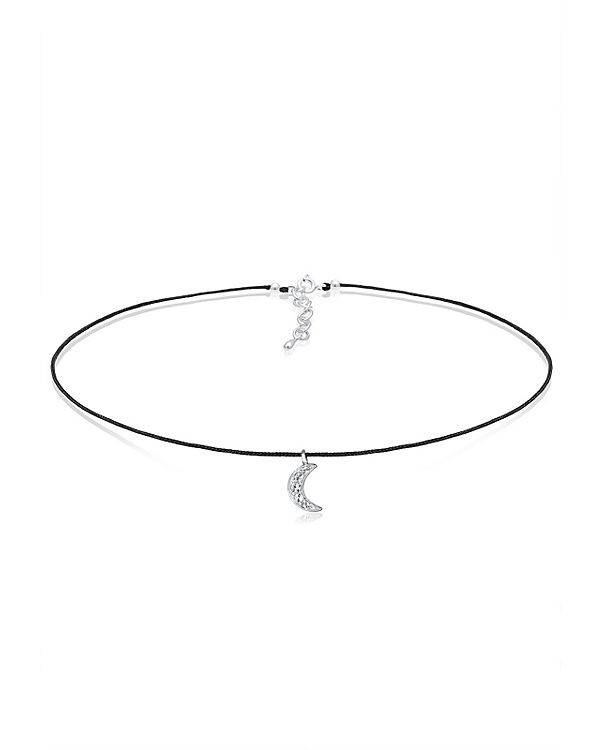 Halskette Choker Halbmond Swarovski® Kristalle Silber
