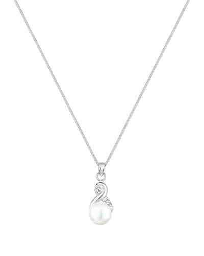 Halskette Infinity Perle Swarovski® Kristalle 925 Silber 2