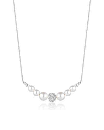 Halskette Perle Swarovski® Kristalle 925 Sterling Silber