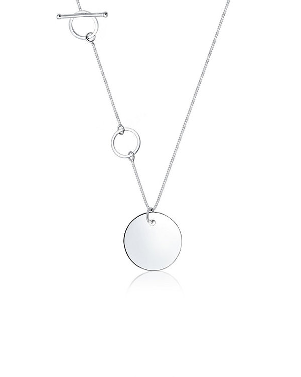 Halskette Geo Kreis Minimal Asymmetrisch 925 Sterling Silber