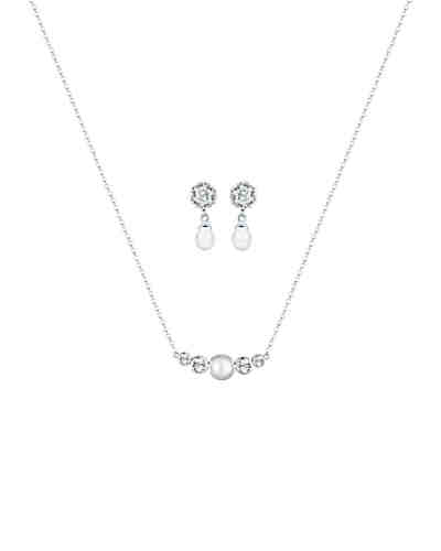 Schmuckset Perle Swarovski® Kristalle 925 Silber 2
