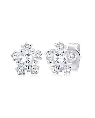 Ohrringe Blume Floral Blüte Zirkonia 925 Sterling Silber