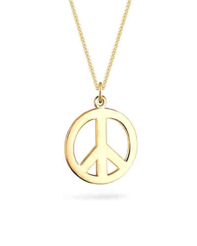 Goldhimmel Halskette Boho Peace Zeichen 925 Sterling Silber