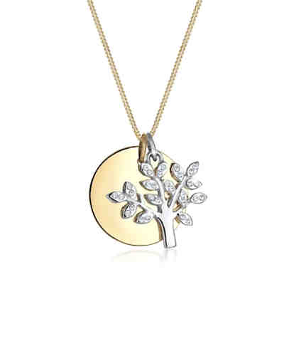 Halskette Lebensbaum Kreis Swarovski® Kristalle 925 Silber