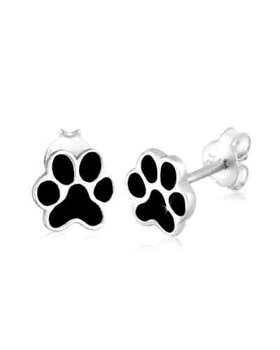 Ohrringe Pfoten Tier Emaille Hund Katze Filigran 925 Silber