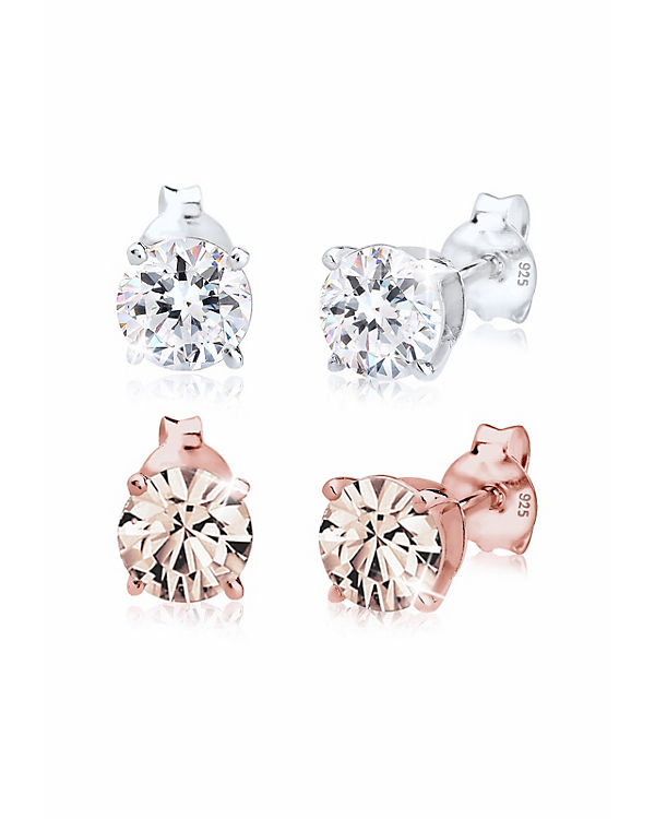 Ohrringe Set Rund Swarovski® Kristalle 925 Sterling Silber